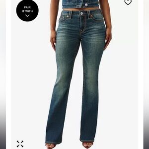 TRUE RELIGION Women's Becca Bootcut Big T Flap Jeans - Color Ocean Glow ONLY- 34